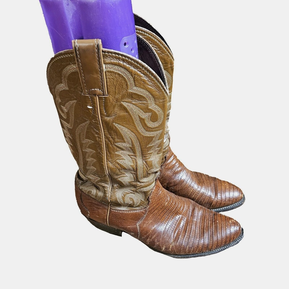 JUSTIN Iguana Lizard Western Cowboy Boots Peanut Brittle/ Cogn9 1/2 D Style 8303